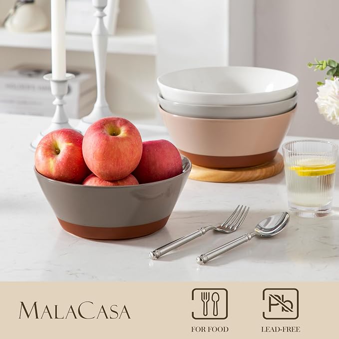 MALACASA Salad Bowls Set of 4, Soup Bowls - Image 4