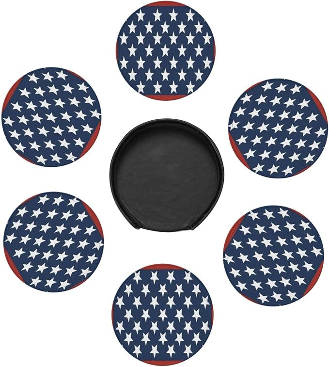 6 Pcs Independence Day 4th of July Patriotic American Flag Leather Coasters - Image 7