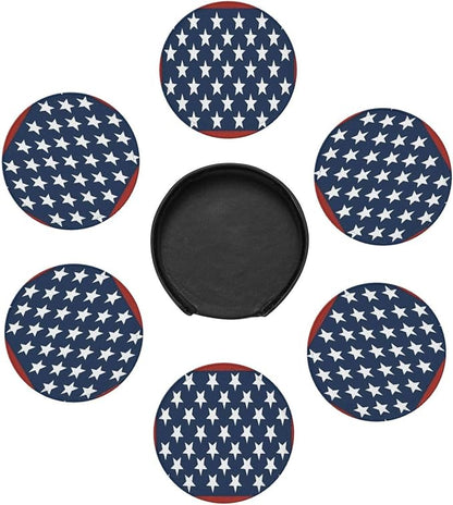 6 Pcs Independence Day 4th of July Patriotic American Flag Leather Coasters - Image 7