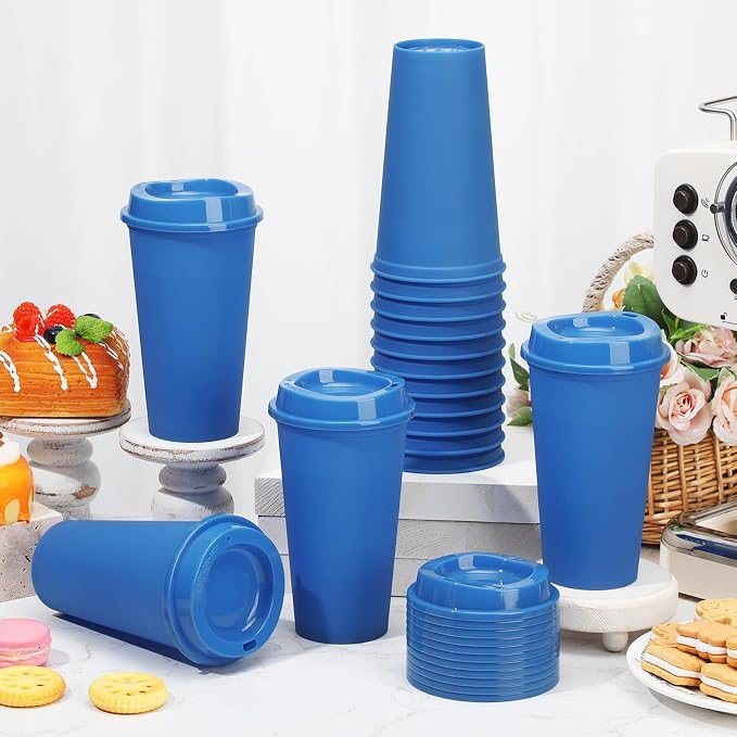 Domensi 15 Pack Reusable Plastic Coffee Cups - Image 3