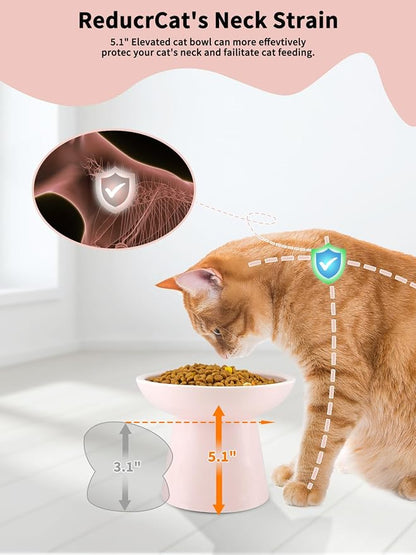 LoeJan Elevated Cat Food and Water Bowls Set, Extra Wide and Raised Ceramic - Image 3