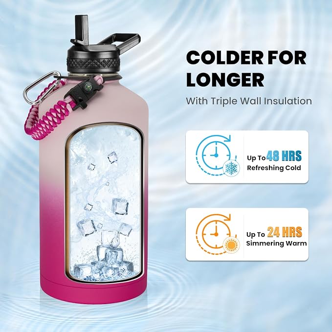 RAYMYLO One Gallon Water Bottle Insulated 128 oz, Stainless Steel | Triple - Image 2