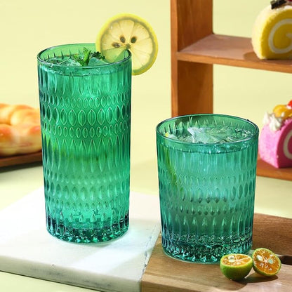 Loivttvv Glassware Drinking Glasses Set of 8, 14 oz Highball Glasses & 10 oz - Image 7