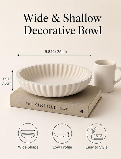 Hanobe Modern Decorative Key Bowl, 10-inch Fluted Design Coffee Table Decor | - Image 6