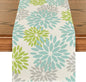 Artoid Mode Green Dahlia Floral Pinnata Summer Table Runner, Spring Kitchen by ArtoidMode