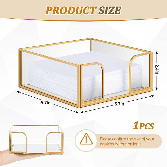 LemonRoad 1 Pcs Square Gold Napkin Holder - Image 3