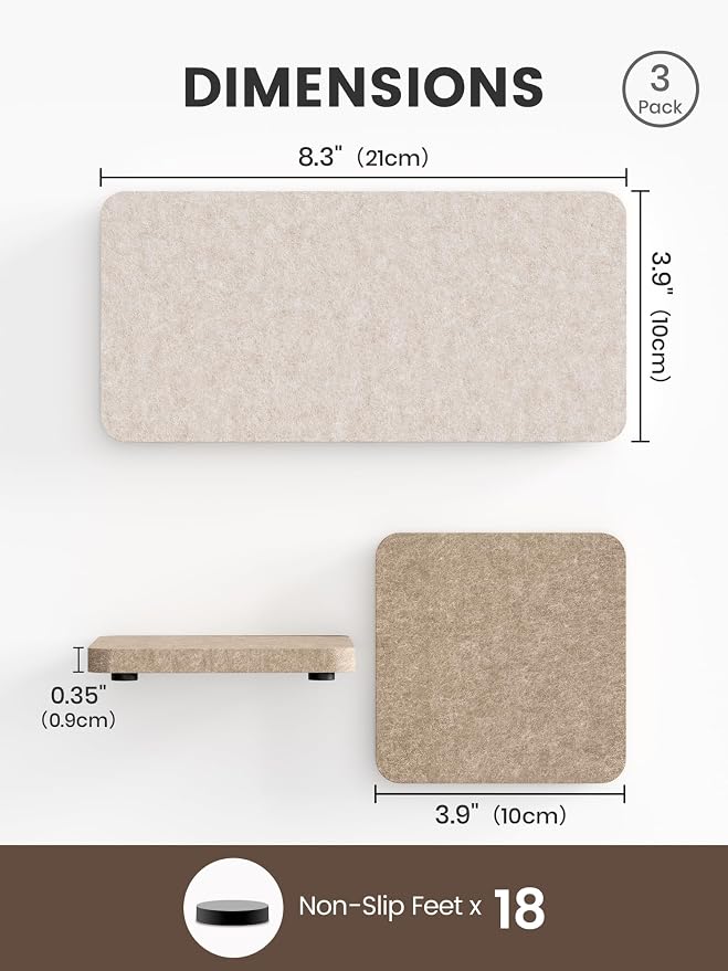 Fluxynara Felt Coasters for Drinks, Mixed Sizes, Oatmeal & Taupe | 8 x 4 and 4 - Image 2