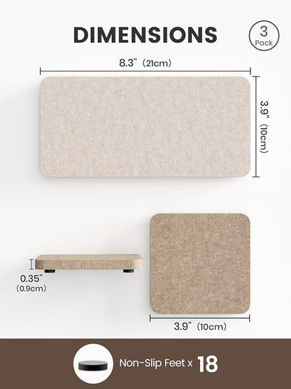 Fluxynara Felt Coasters for Drinks, Mixed Sizes, Oatmeal & Taupe | 8 x 4 and 4 - Image 2