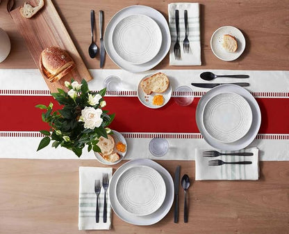Red Table Runners 90 inches Long, Modern Stripes Table Runner Cotton Linen - Image 3