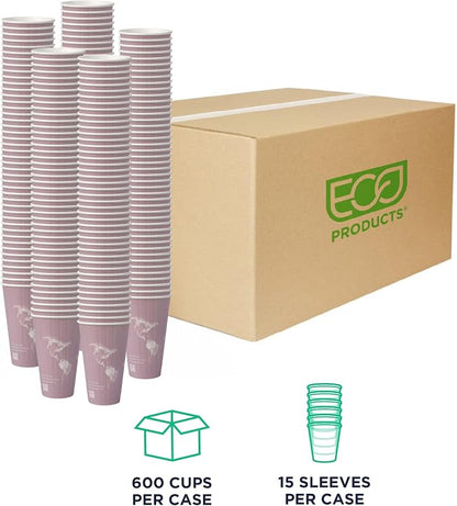 ECO PRODUCTS Compostable Disposable Insulated World Art 16oz Large Coffee Cups - Image 2