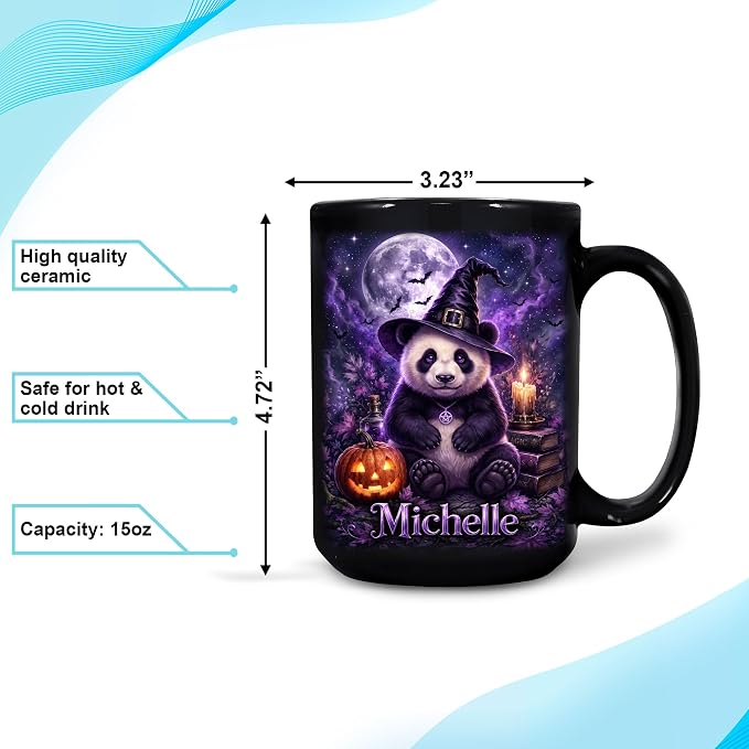 Hyturtle Personalized Halloween Panda Mug, Custom Name Gift - Image 4