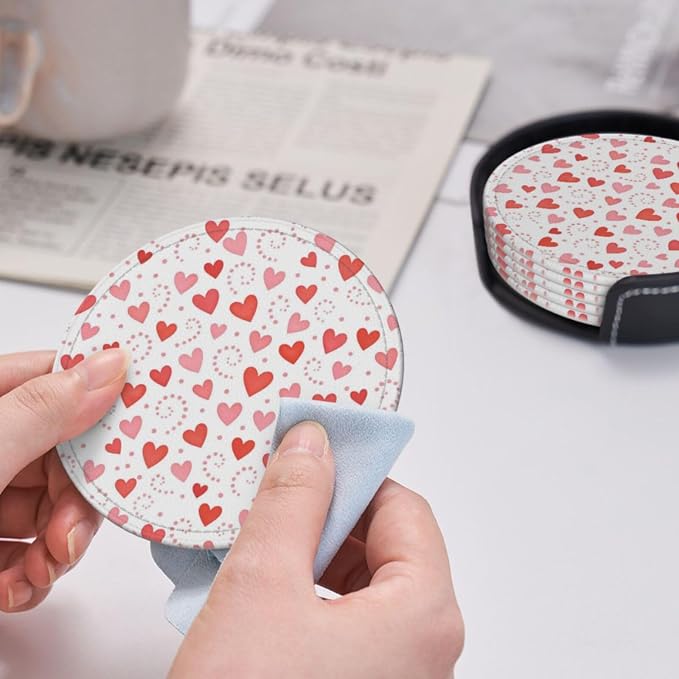 Romantic Colored Pink Heart Coasters - Image 5
