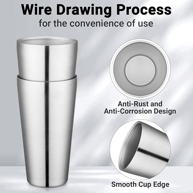 Beasea Stainless Steel Cups 19 oz, 2 Pack Large 18.6oz 550ml Stainless Steel - Image 3