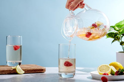 Set of 4 Highball Glasses 16 Oz Collins Cocktail Drinking Glass Cups, Bubble Base Glassware for Water, Juice, Cocktails, Beer Pint Glasses, Modern Basic Tumblers.