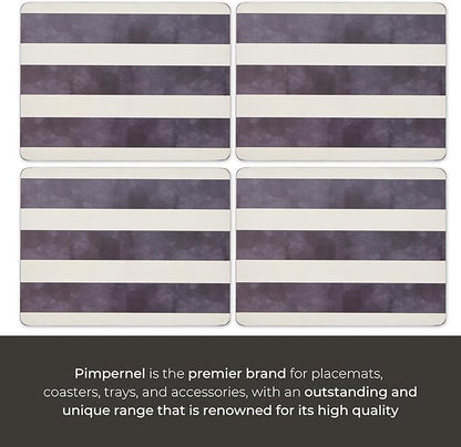Pimpernel Mono Stripe Placemats, Set of 4 – (15.7" x 11.7") Decorative Dining Mats, Rectangular Cork-Backed Boards with Lacquer Finish, Heat & Stain Resistant Protective Tableware