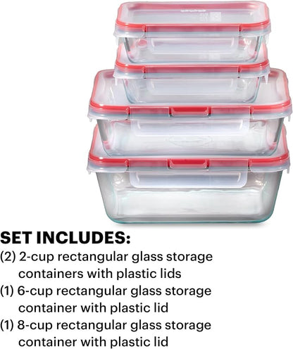 Pyrex Freshlock Mixed Sized Glass Food Storage Containers Set | Meal prep - Image 3