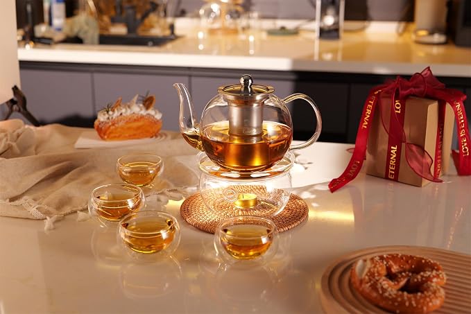 CNGLASS Double Wall Glass Tea Cup Set of 4, 100ml Asian Insulated Clear Teacups - Image 7
