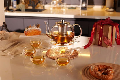CNGLASS Double Wall Glass Tea Cup Set of 4, 100ml Asian Insulated Clear Teacups - Image 7