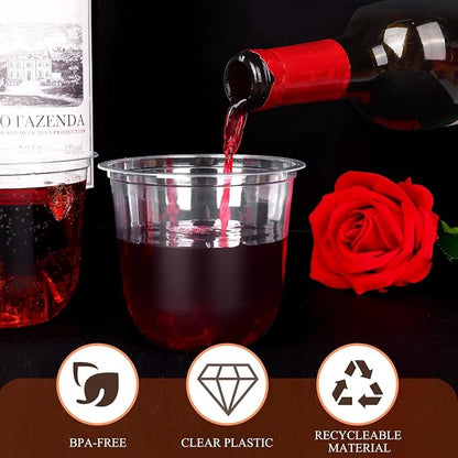 KesaPlan 100 Pcs 12oz Plastic Clear Cups, Disposable Wine Cocktail Glasses | - Image 5