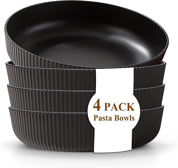 Kyraton Pasta Bowls Set of 4, 37oz Salad Bowls Soup Bowls Large Pasta Serving by Kyraton