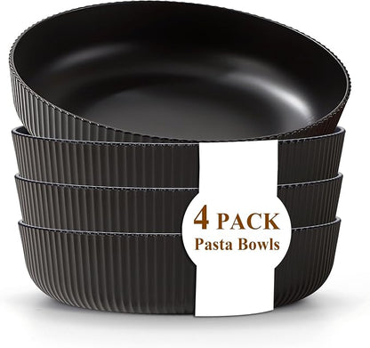 Kyraton Pasta Bowls Set of 4, 37oz Salad Bowls Soup Bowls Large Pasta Serving by Kyraton