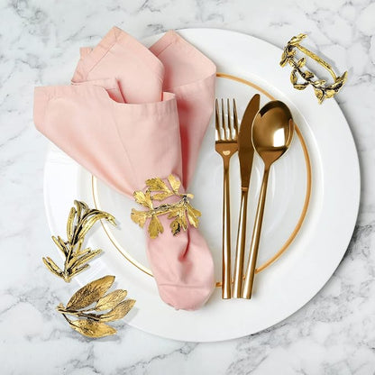 8 Pieces Herb Napkin Rings Set Vintage Leaf Napkin Holders Rings Glossy Holder - Image 3