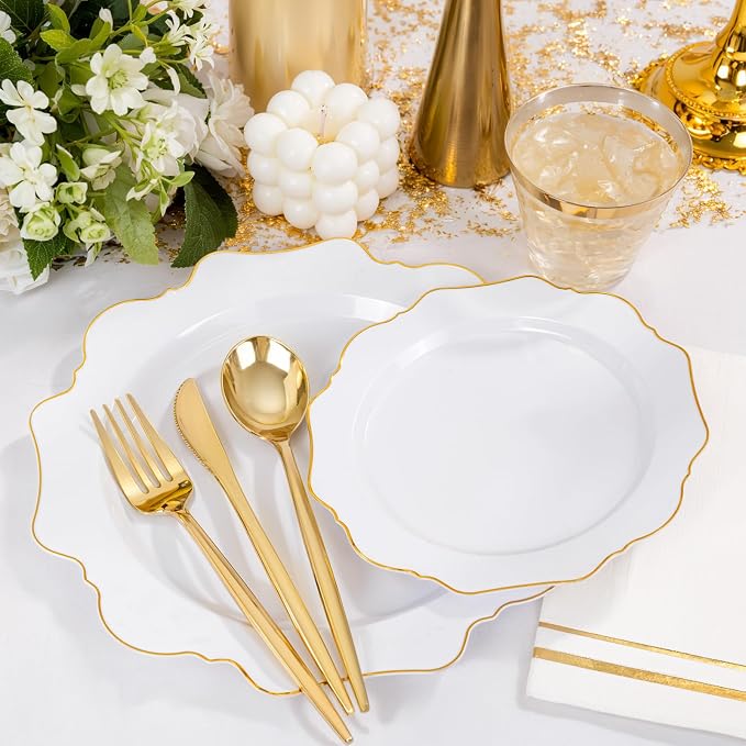 175Pcs Gold Plates Disposable - Image 6