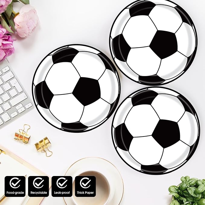 40 Pcs Soccer Plates and Napkins, Soccer Party Supplies, Serves 20 | Disposable - Image 3