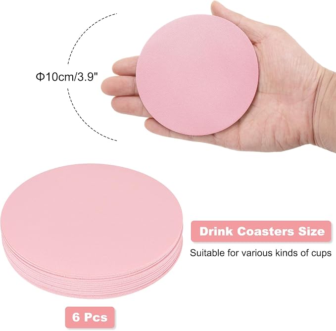 uxcell Round Drink Coasters Set of 6 Dual Sided Non-Slip Non-Stick Waterproof - Image 2