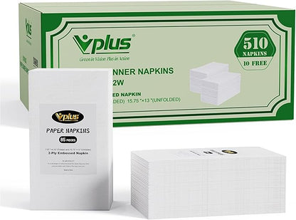 Vplus 1020 Pack Paper Napkins Guest Towels Disposable Premium Quality 2-ply Dinner Napkins Disposable Soft, Absorbent, Party Napkins Wedding Napkins for Kitchen, Parties, Dinners or Events(White)