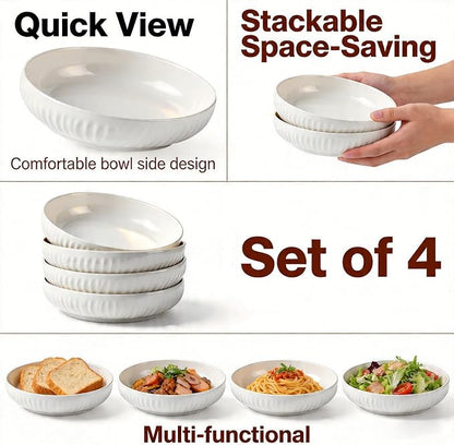 8 Inch Ceramic Pasta Bowls, 6 Pack, 34 Oz Serving Bowls, dishwasher and oven - Image 4