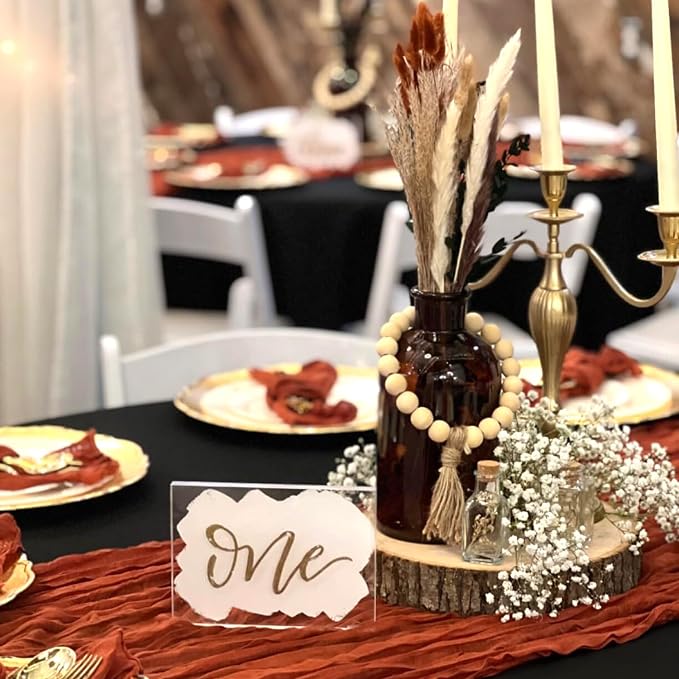 6 Pack Terracotta Cheesecloth Table Runner 10ft, Rustic Sheer Burnt Orange - Image 3
