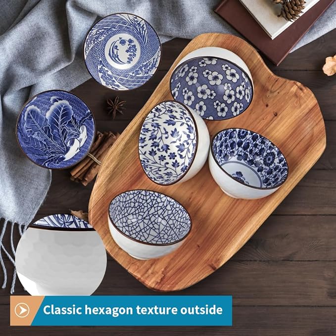 Ceramic Rice Bowls 10 oz, Japanese Style Bowl Gift Set - Image 4