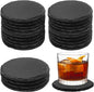 24 Pcs Slate Coasters, 4 inch Black Stone Coaster Set, Round | Laser Engraving by Unknown
