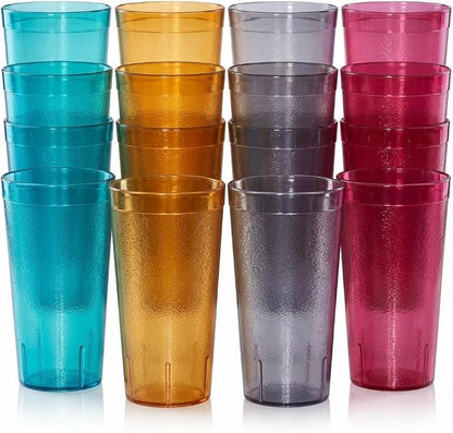 Oojami Set of 16 Plastic Tumblers, 20-Ounce Reusable Cups, BPA-Free & by Oojami