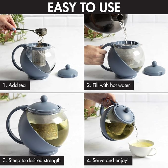 Primula Half Moon Teapot with Removable Infuser, Glass Tea Maker with Reusable - Image 3
