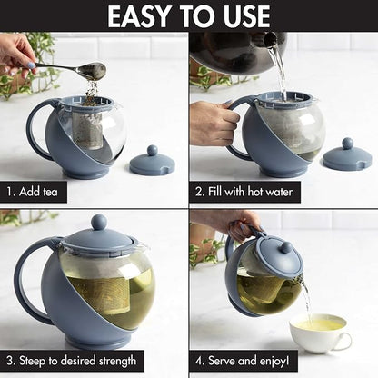 Primula Half Moon Teapot with Removable Infuser, Glass Tea Maker with Reusable - Image 3