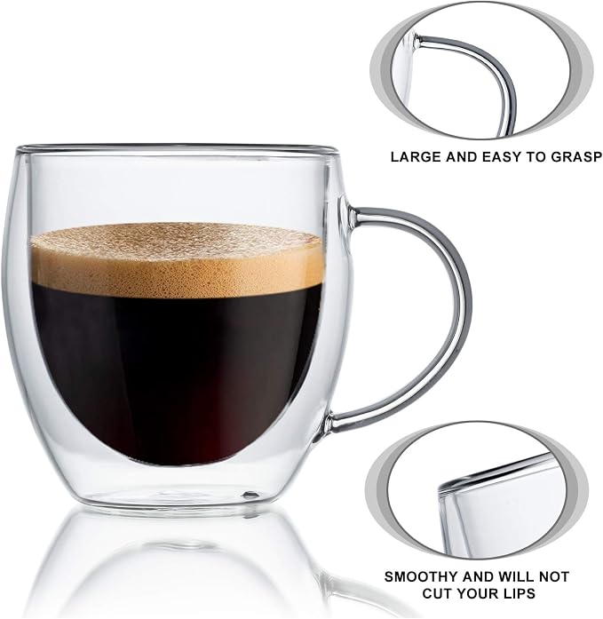 KitchenTour Insulated Coffee Mug 8 oz- Double Wall Glass Coffee Cup - Image 4