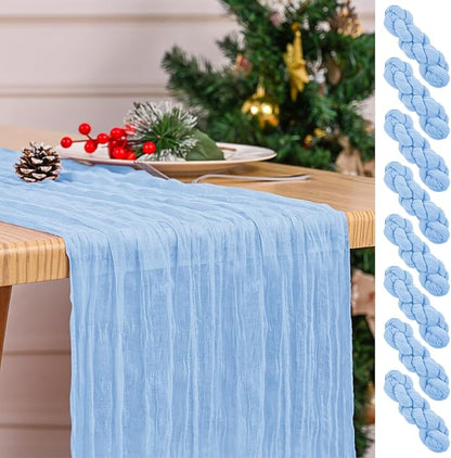 8 Pack Light Blue Table Runner 17 x 108inch Cheesecloth Table Runner Boho Gauze by Lumaycens