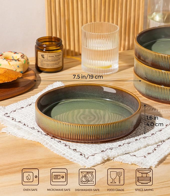 7.5" Ceramic Pasta Bowls Set of 4, Salad Bowls | Versatile Serving Bowls - Image 2