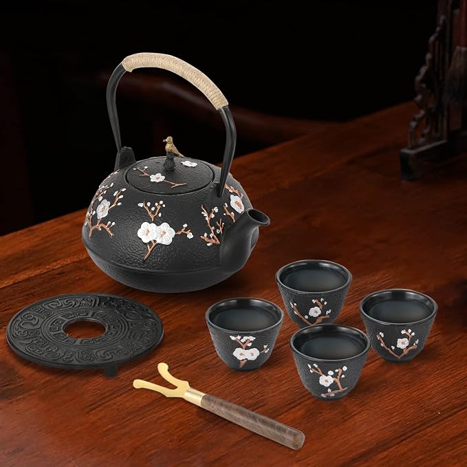 Dyna-Living Cast Iron Teapot 40.6oz Japanese Tea Kettle Set - Image 9