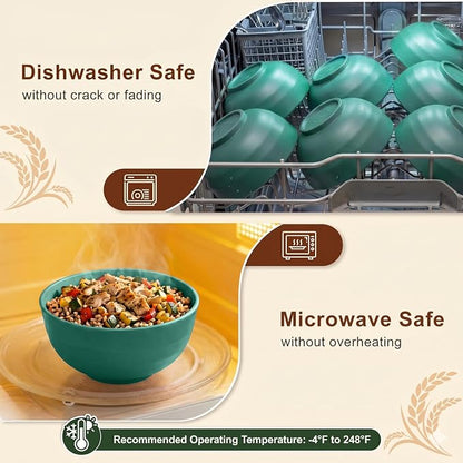 60oz Large Cereal Bowls Sets of 8, Unbreakable & Stackable Wheat Straw Bowls - Image 4