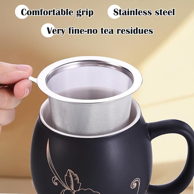 Yundu 12 OZ Ceramic Mug with Lid & Tea Strainer - Image 3