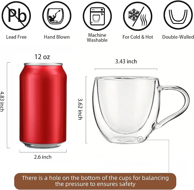 CNGLASS Double Wall Glass Coffee Mugs - Image 2