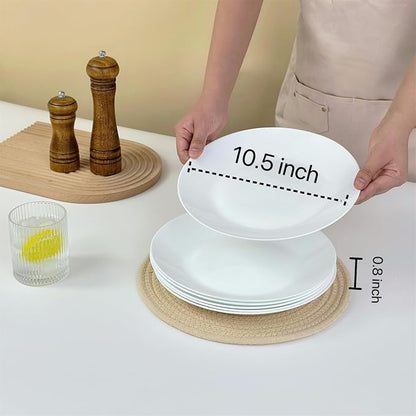 White Bone China Dessert Plates 8.5 Inch Set of 6 Microwave Dishwasher Safe | - Image 2