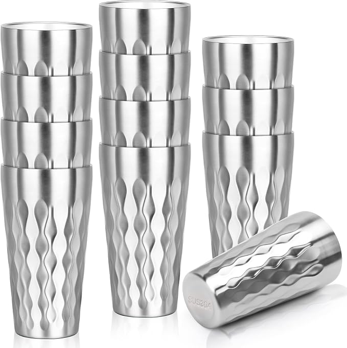 Stainless Steel Drinking Glasses, 19 oz Insulated Tumbler, 12 Pack Double Wall by Offiper