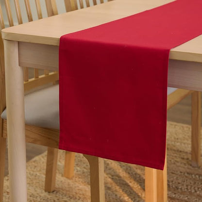 Encasa XO Table Runner, Cotton Canvas Dining Runner 13"x72" | Deep Red by EncasaXO