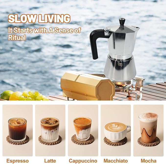3 Cup Aluminum and Stainless Steel Moka Pot Espresso Stovetop Coffee | Maker - Image 8