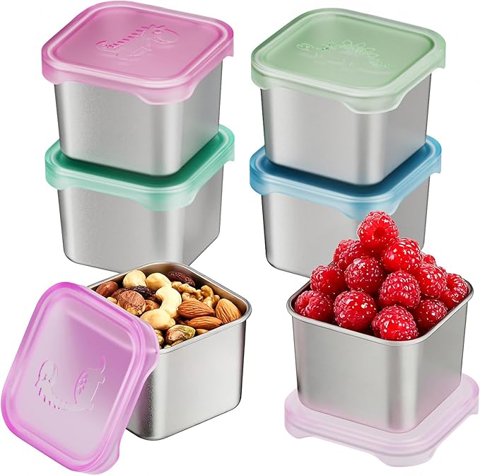 6-Pack Small Stainless Steel Snack Containers by Tanjiae