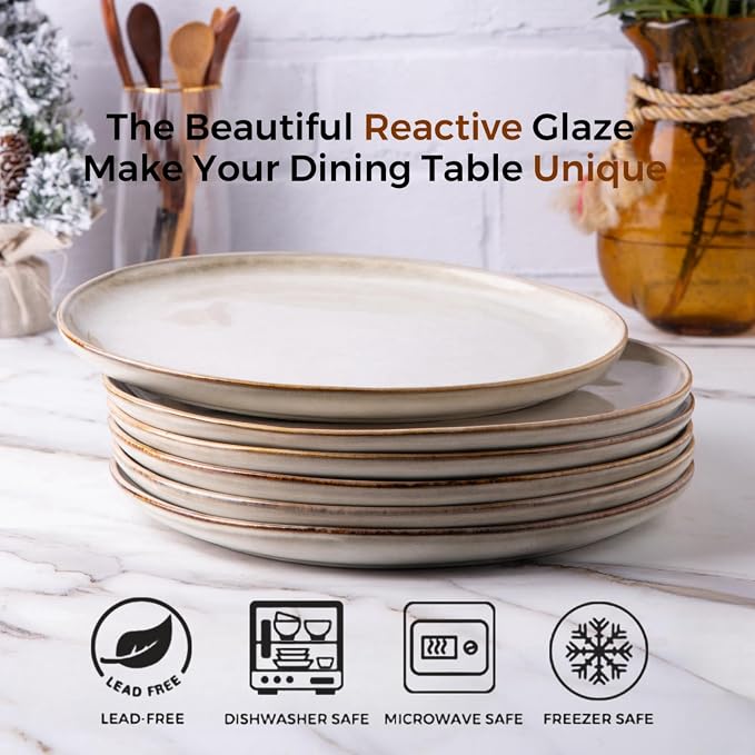 AmorArc Ceramic Plates Set of 6, 8.5 Inch Stoneware Small Dinner Plates Set | - Image 3